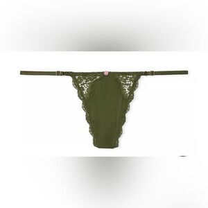 🌻 Victoria’s Secret Olive Green Lace Thong Small Sexy New with Tags & Package